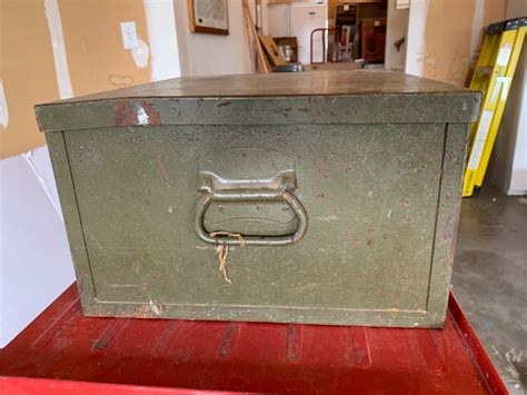 vintage small metal storege box wite|Vintage Metal Storage Box for sale .